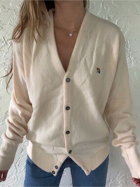 80’s Arnold Palmer Butter Yellow Button Cardigan
